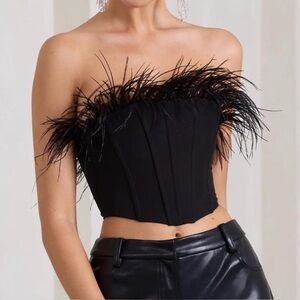 CLUB L LONDON feather corset tube top size US 2
